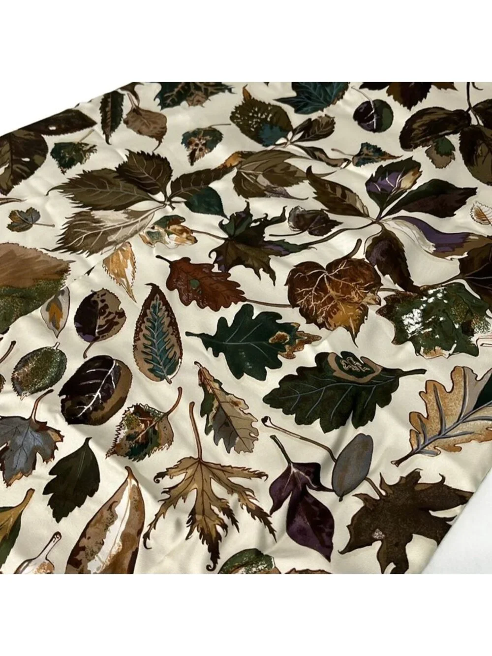 Hermes Scarf Ivory Dark Brown Multi Angora Silk